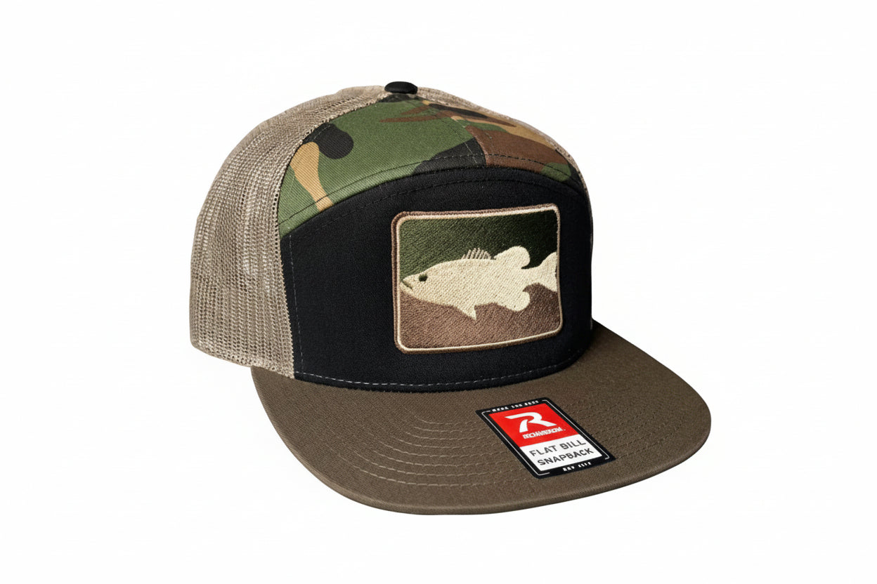 Largemouth Bass Camo 7 Panel Hat