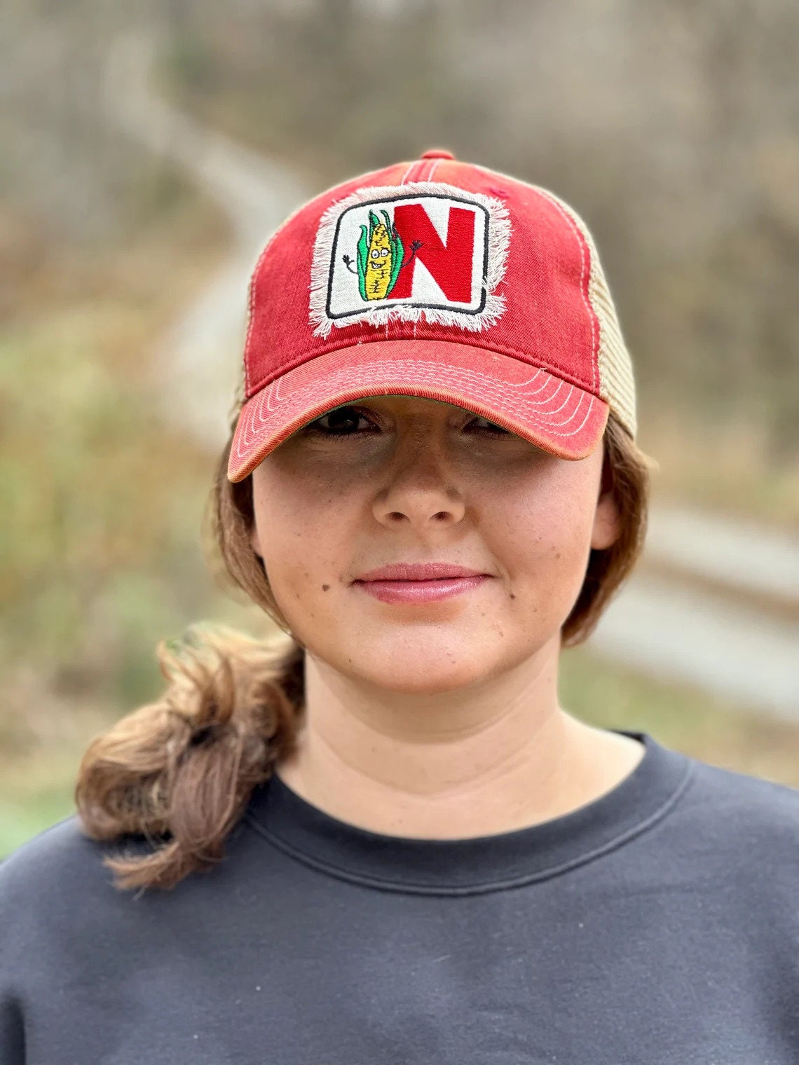 Ladies Nebraska Corn Embroidered Hat