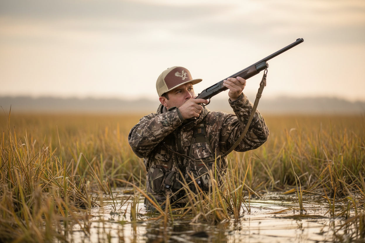 Cupped Duck Hunt Brown/Khaki, Bucks of Nebraska 7 Panel Hat