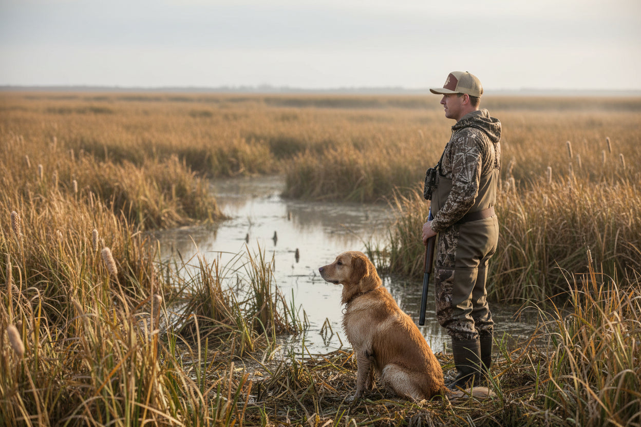 Flying Duck Hunting American Flag Hat